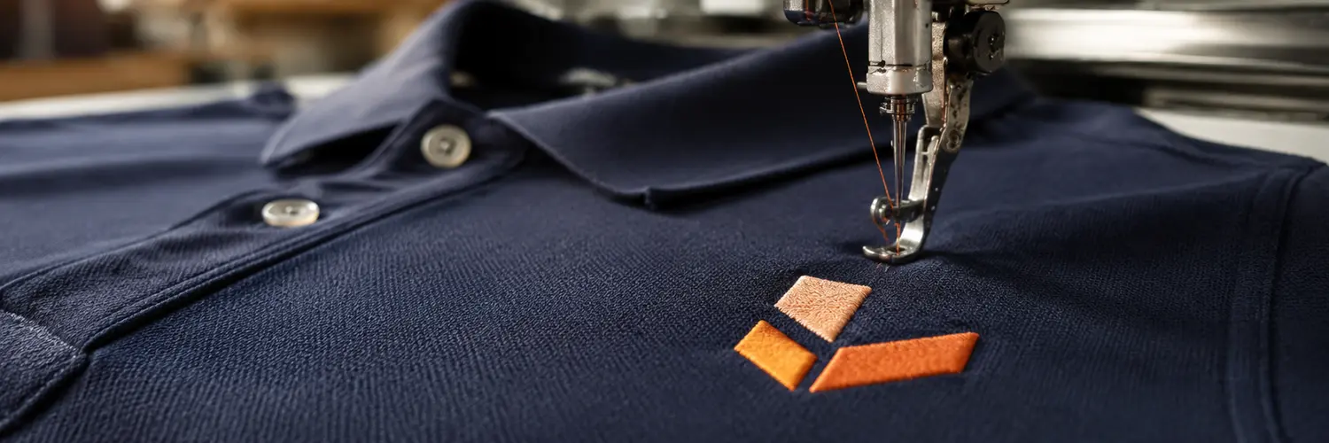 Detalle de bordado profesional en ropa laboral